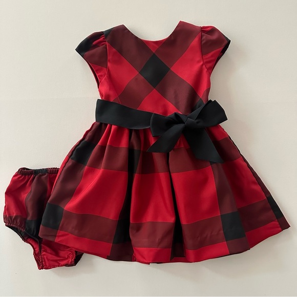 Ralph Lauren 18 Months Baby Girl Red Black Plaid Party Dress Holiday Christmas - Picture 1 of 7